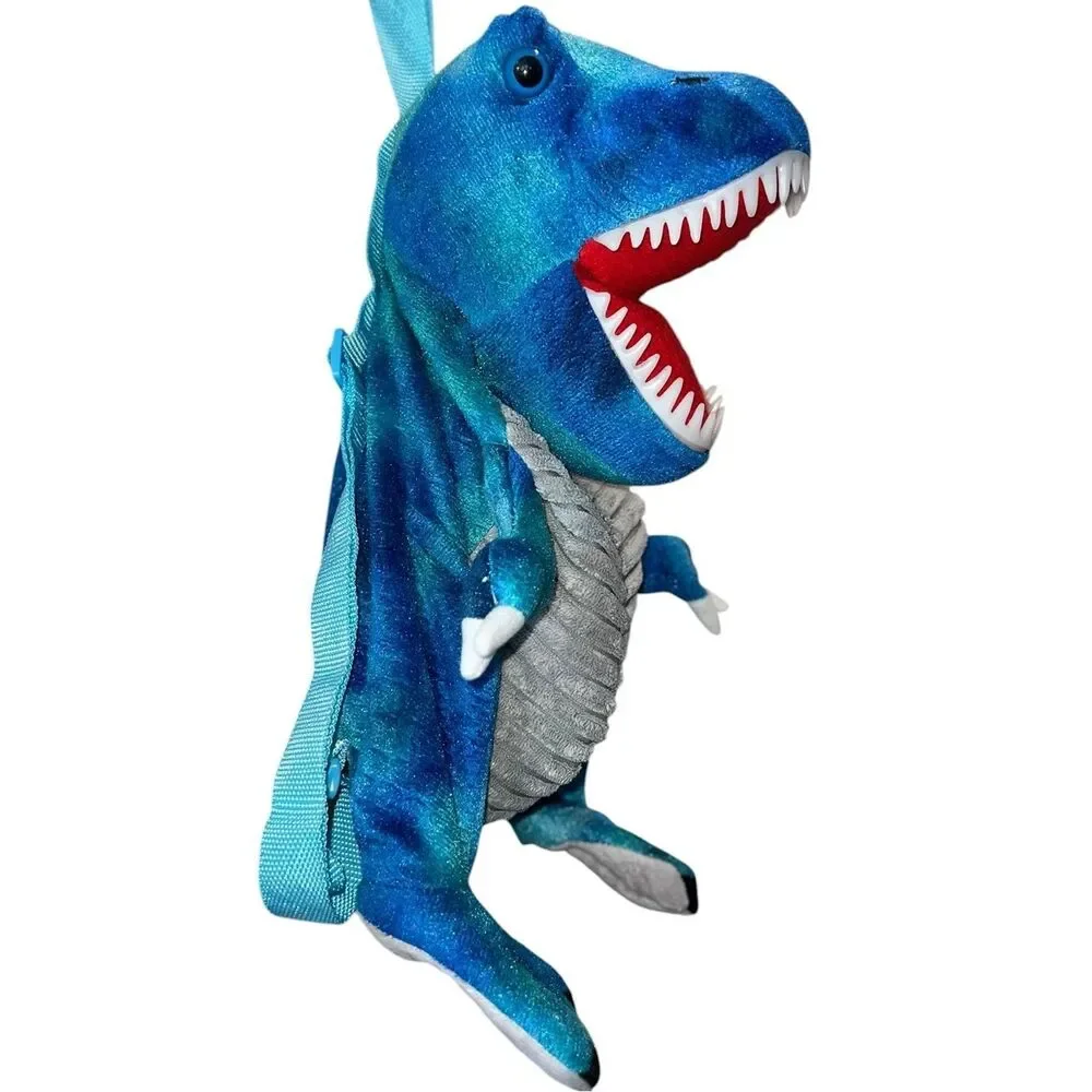 Blue T-Rex Dinosaur Plush Backpack Kids Mini Backpack Stuffed Animal Bag